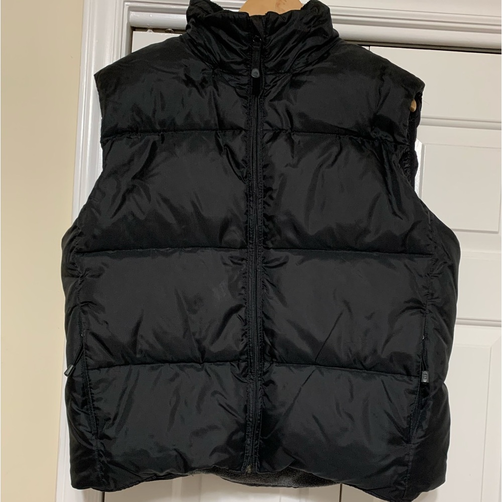 Gap Y2K Down Nylon Puffer Vest Zipper Hood - Black - S - MENS